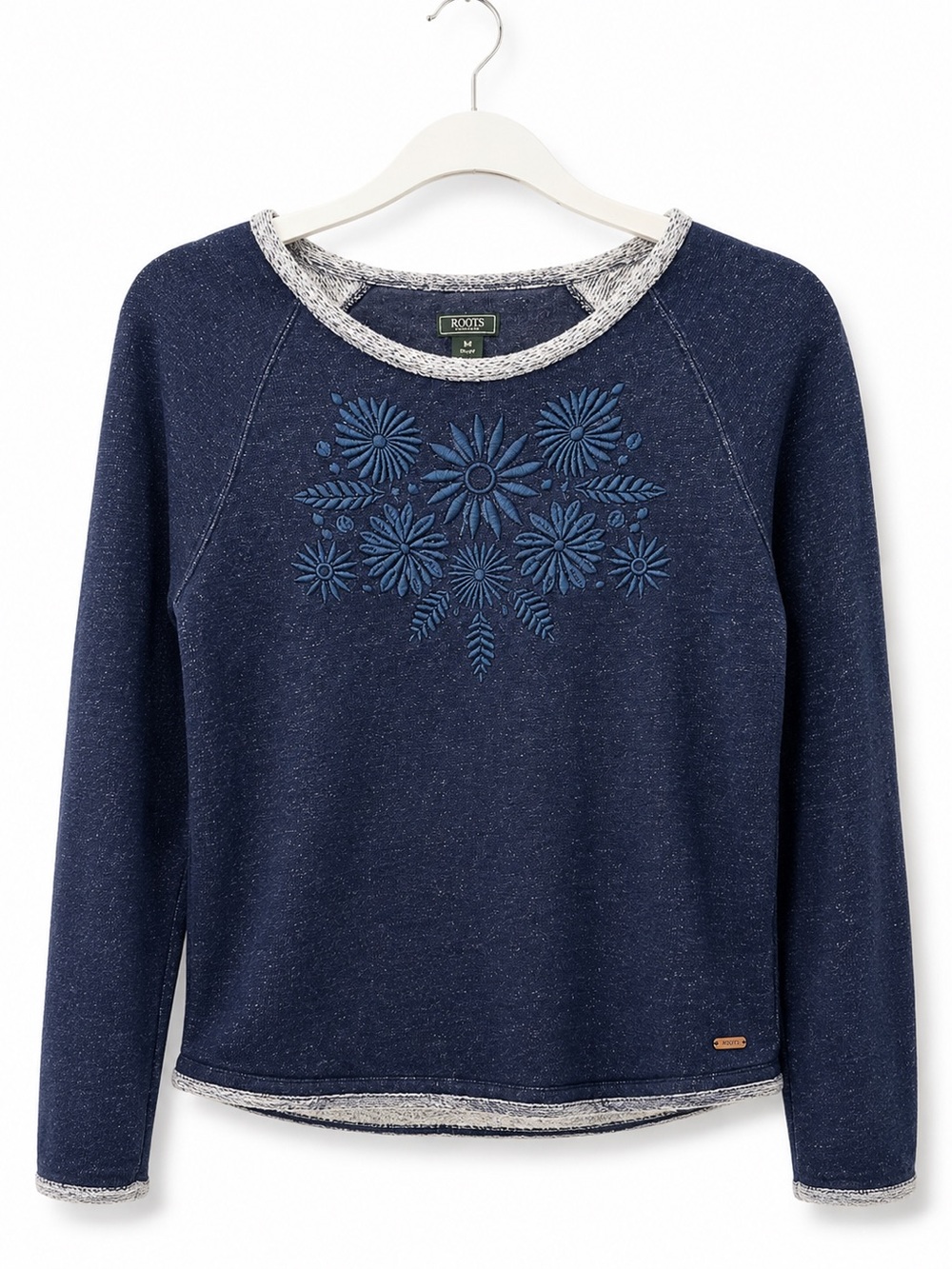 Roots Navy Floral-Textured Crew Sweatshirt